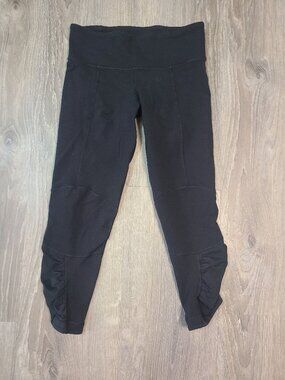 Lululemon In The Flow Ruched Calf Crop Leggings Black - Size 6
